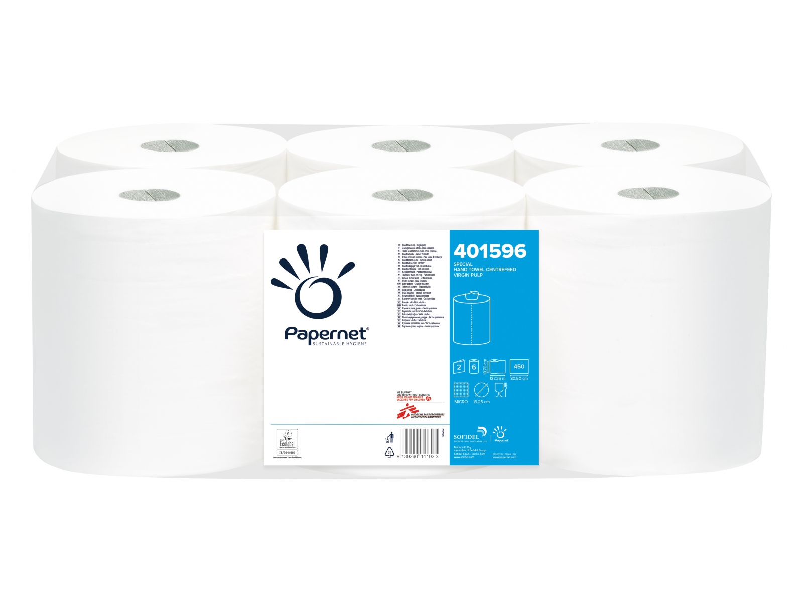 Ręcznik M Papernet 401596 Czysta celuloza 2 warstwy 6 Roli x 137mb